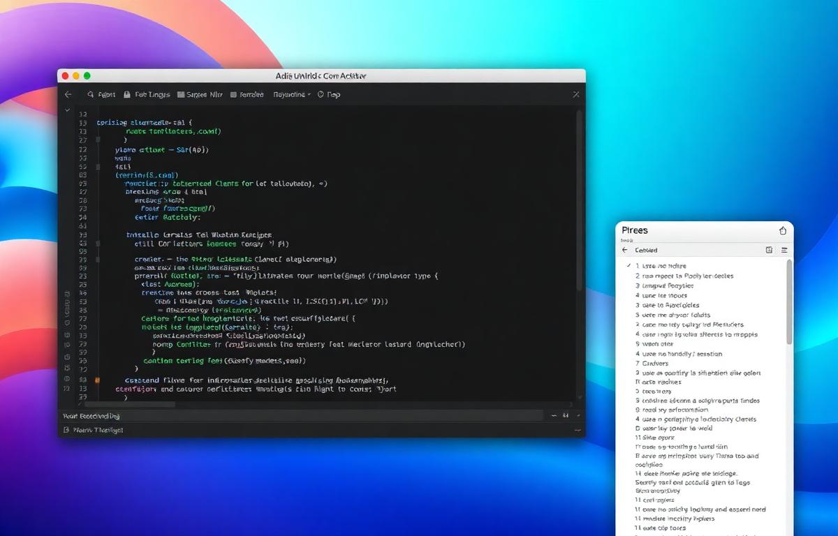 Tailwind CSS code editor with vibrant gradient background