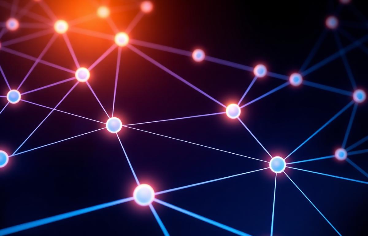 Network of connected glowing nodes representing backlinks
